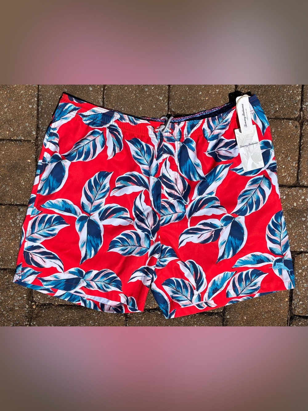 NEW Tommy Bahama 2XL - XXL - Mens Naples Harbor Swim Trunks Shorts Apple Blossom